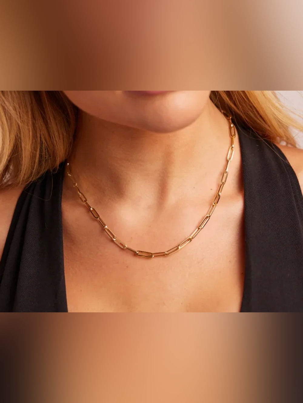 Gold Link Chain Necklace Paperclip Stainless Steel